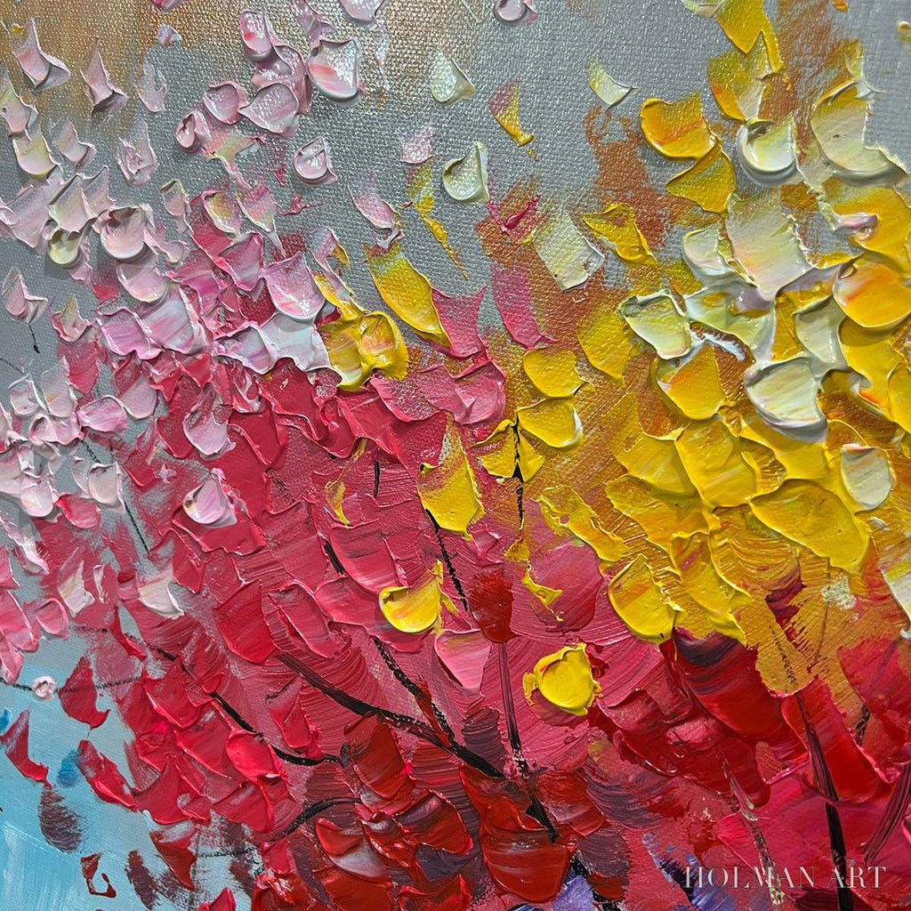 HOLMAN ART Kaleidoscope Dream – Textured Multicolored Tree Oil Painting - image 5