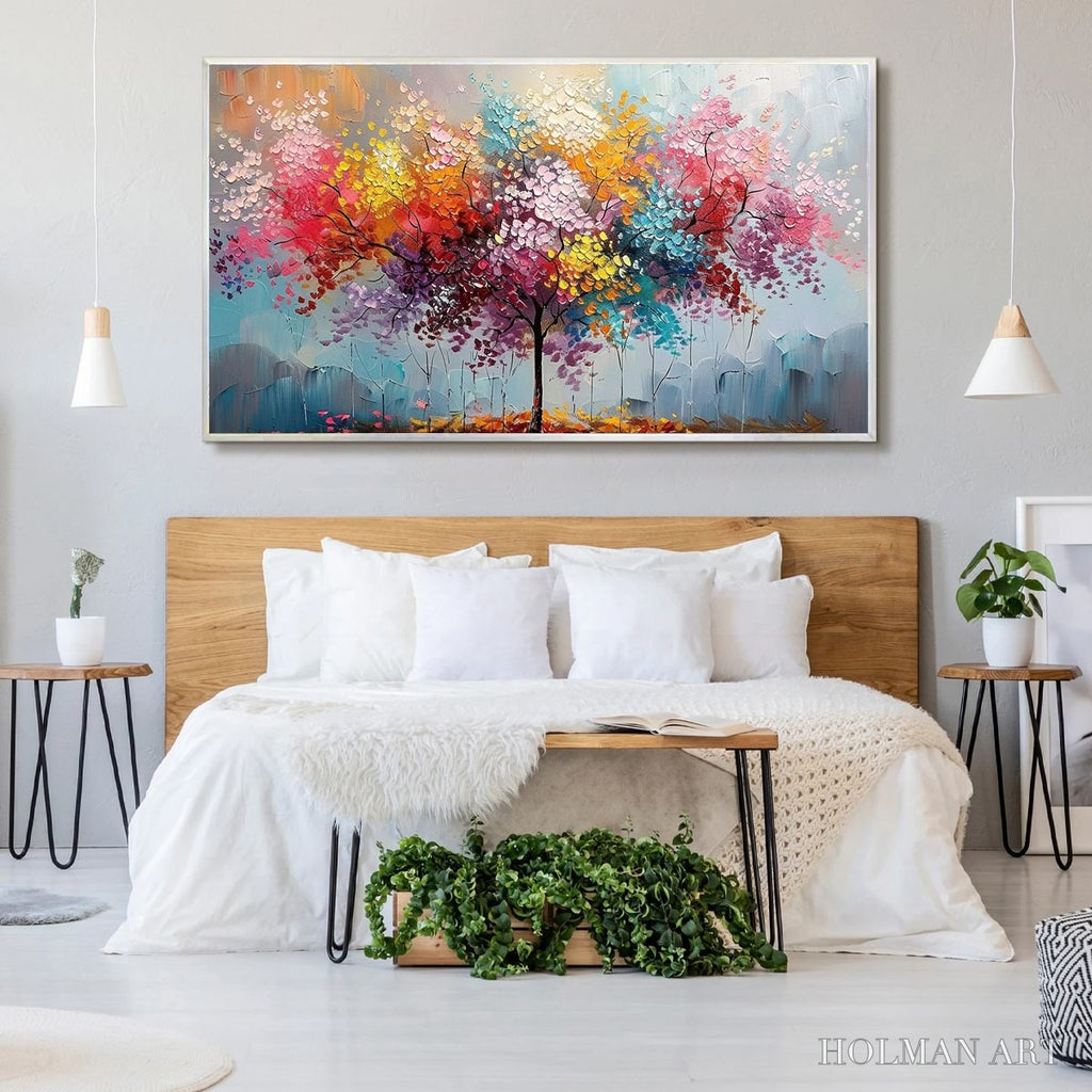 HOLMAN ART Kaleidoscope Dream – Textured Multicolored Tree Oil Painting - image 6