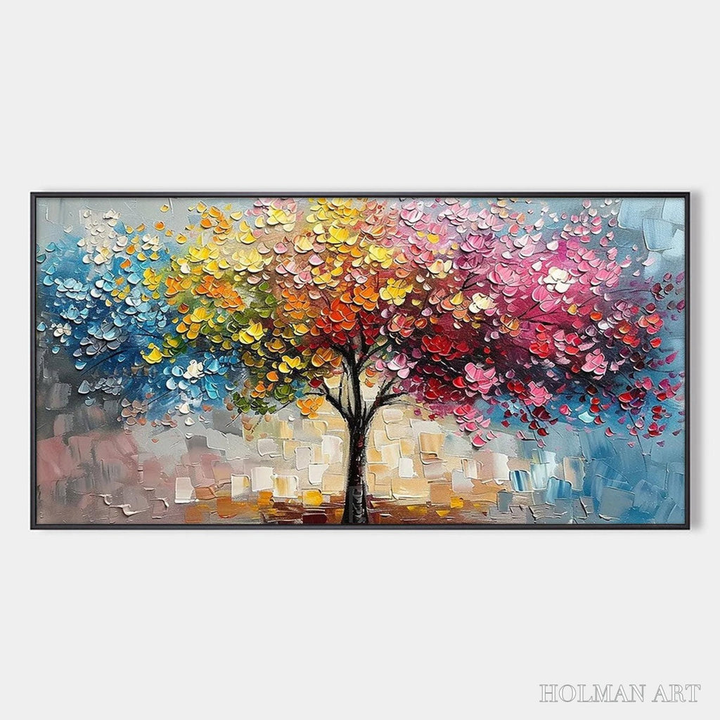 HOLMAN ART Spectrum of Joy – Textured Impasto Tree Oil Painting - image 1