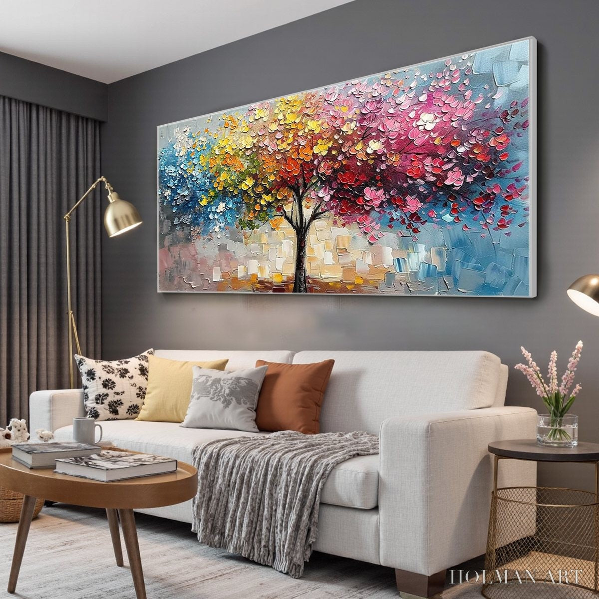HOLMAN ART Spectrum of Joy – Textured Impasto Tree Oil Painting - image 4