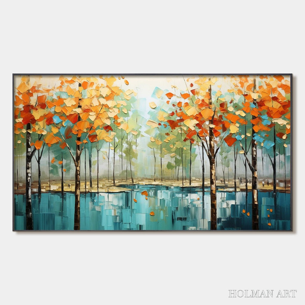 HOLMAN ART Autumn Reflections – Textured Landscape Oil Painting - image 1