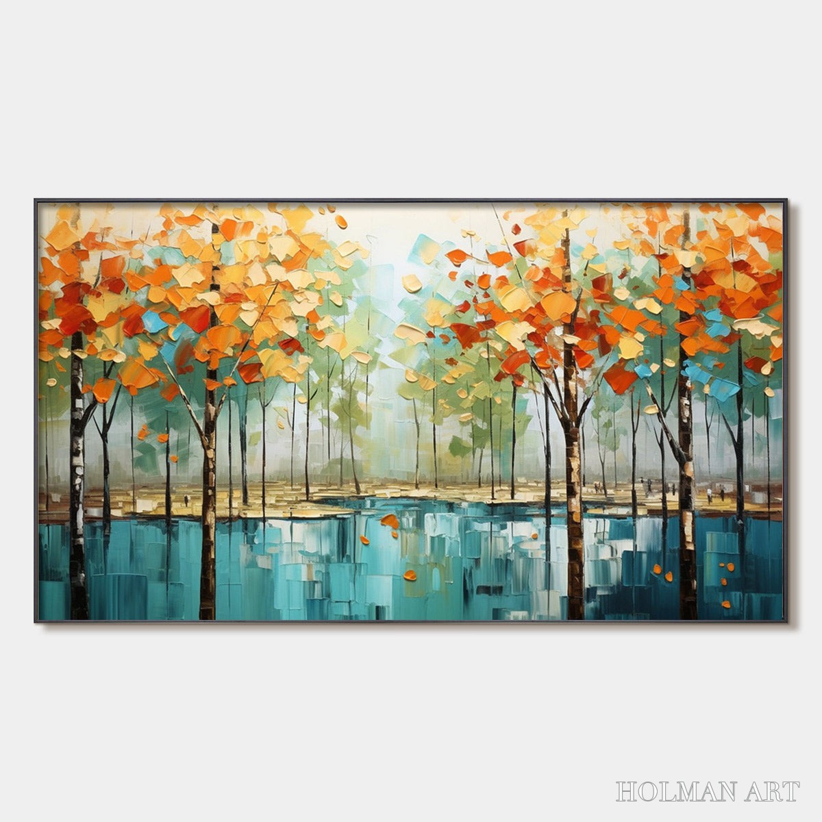 HOLMAN ART Autumn Reflections – Textured Landscape Oil Painting - image 1