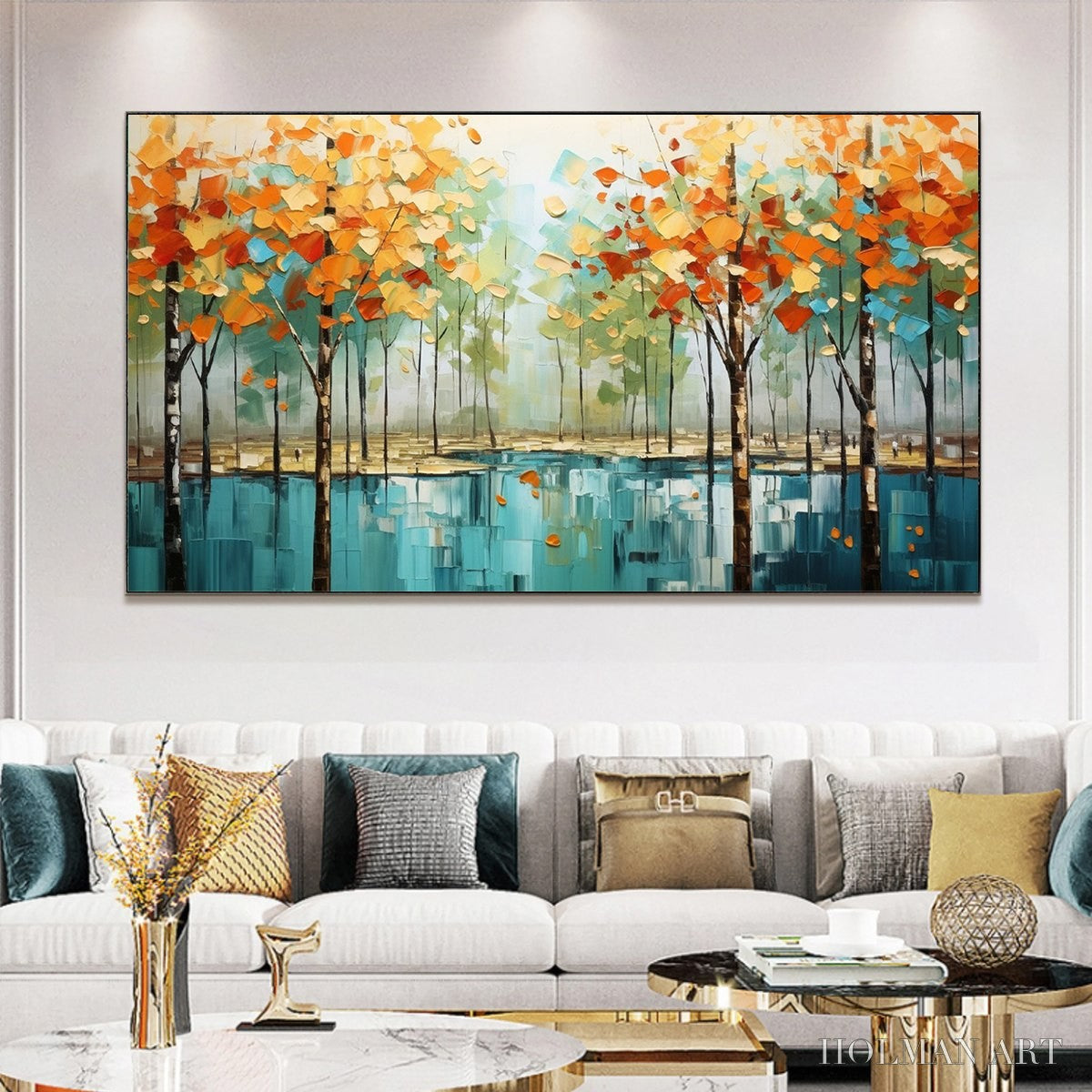 HOLMAN ART Autumn Reflections – Textured Landscape Oil Painting - image 2