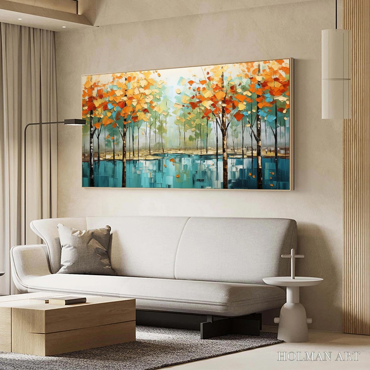 HOLMAN ART Autumn Reflections – Textured Landscape Oil Painting - image 6