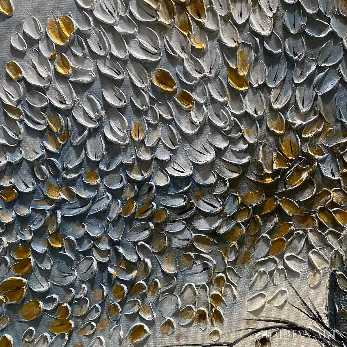 HOLMAN ART Golden Whispers – Textured Tree Landscape Oil Painting - image 5