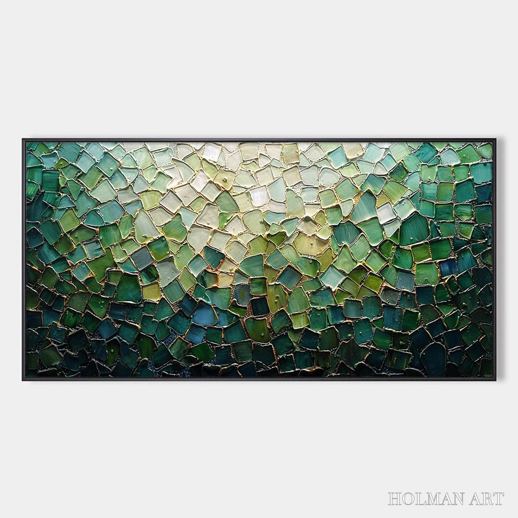 HOLMAN ART Emerald Mosaic – Textured Abstract Landscape Oil Painting - image 1