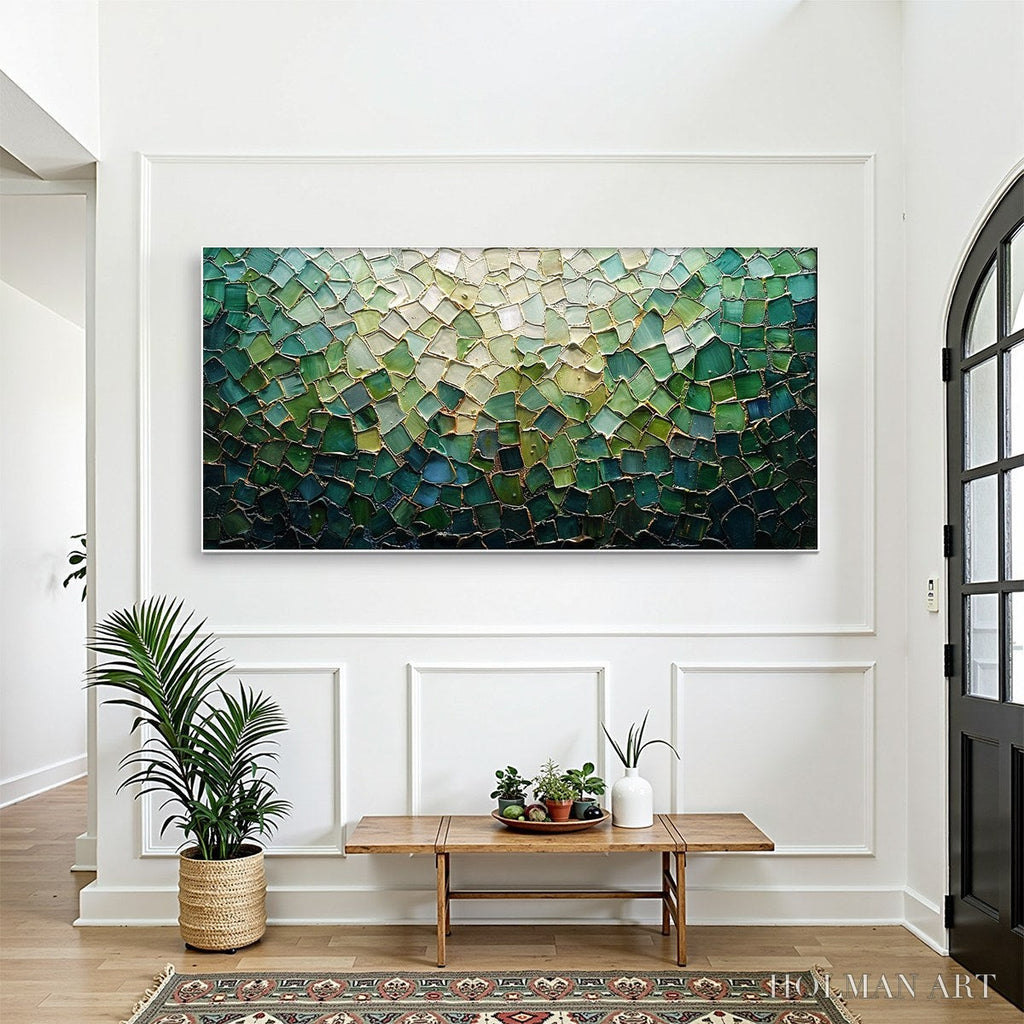 HOLMAN ART Emerald Mosaic – Textured Abstract Landscape Oil Painting - image 2