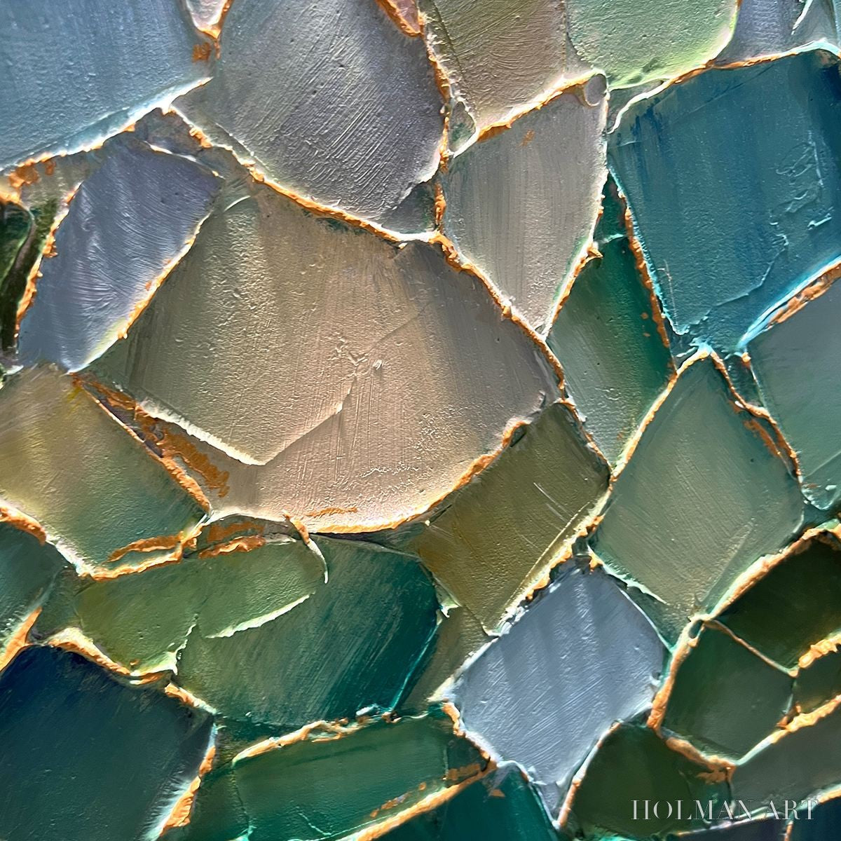 HOLMAN ART Emerald Mosaic – Textured Abstract Landscape Oil Painting - image 3