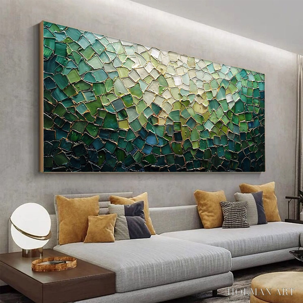 HOLMAN ART Emerald Mosaic – Textured Abstract Landscape Oil Painting - image 4