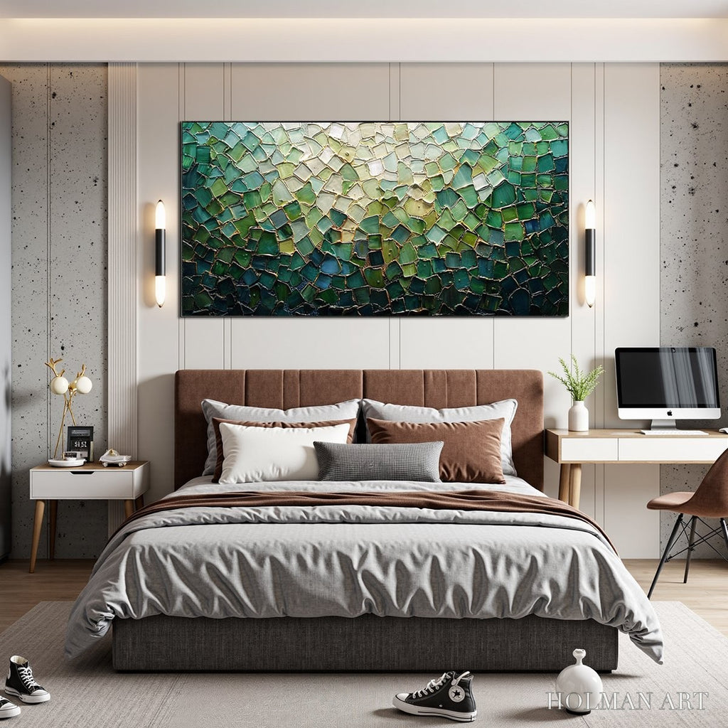 HOLMAN ART Emerald Mosaic – Textured Abstract Landscape Oil Painting - image 6