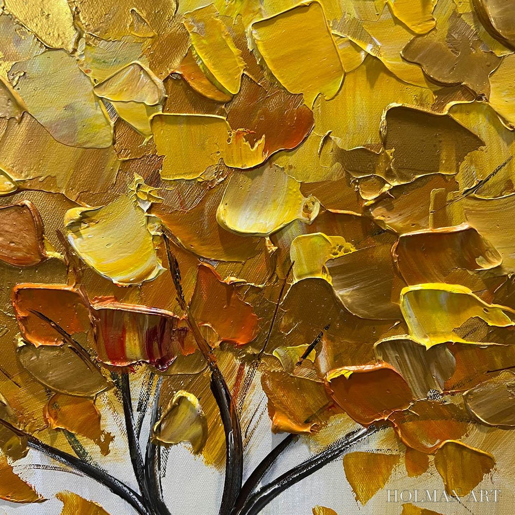 HOLMAN ART Golden Majesty – Textured Impasto Golden Tree Oil Painting - image 3