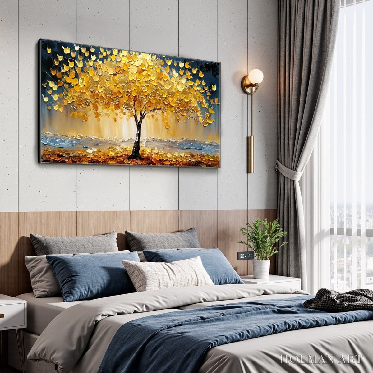 HOLMAN ART Golden Majesty – Textured Impasto Golden Tree Oil Painting - image 4