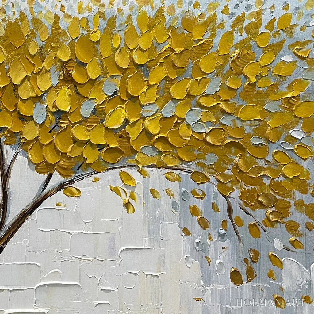 HOLMAN ART Golden Sanctuary – Textured Golden Tree Oil Painting on Canvas - image 3