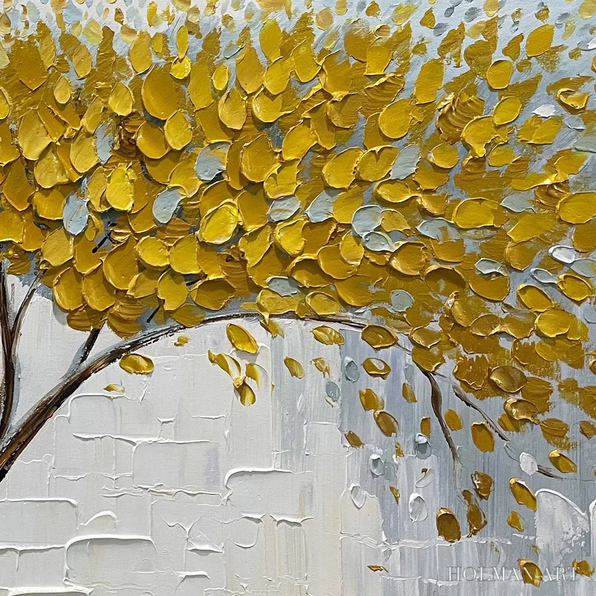 HOLMAN ART Golden Sanctuary – Textured Golden Tree Oil Painting on Canvas - image 3