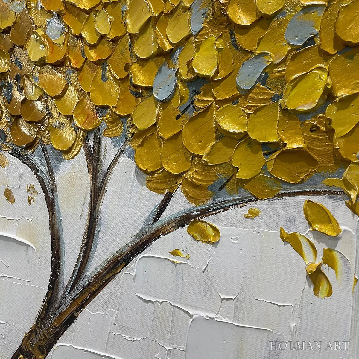 HOLMAN ART Golden Sanctuary – Textured Golden Tree Oil Painting on Canvas - image 5