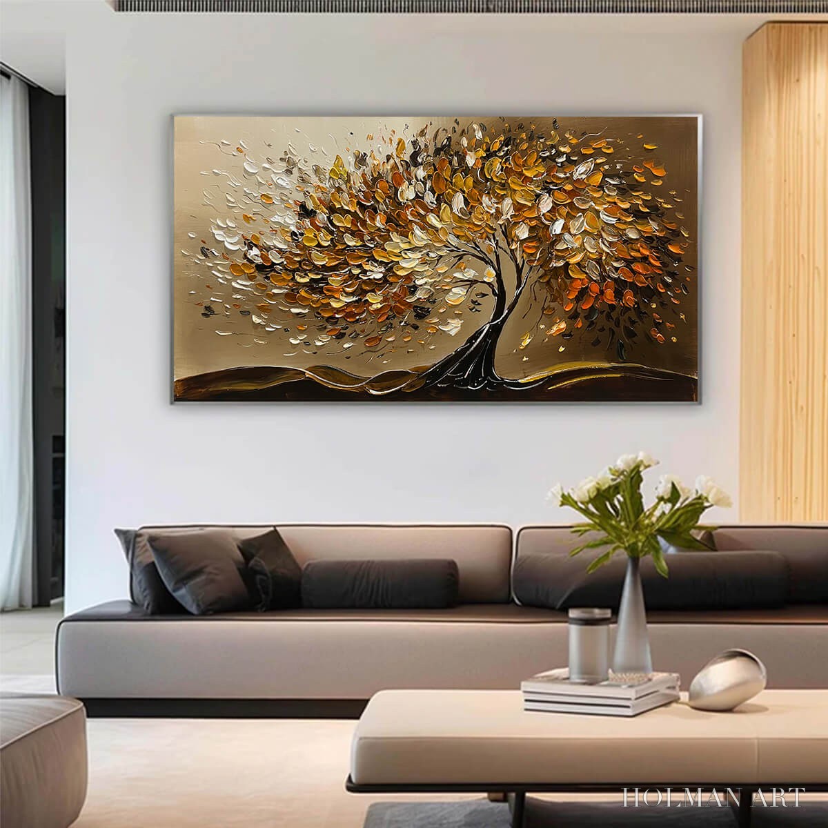 HOLMAN ART Golden Whispers – Textured Golden Tree Impasto Oil Painting - image 6