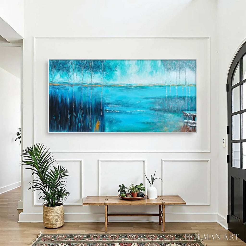 HOLMAN ART Azure Reflections – Abstract Landscape Oil Painting on Canvas - image 6