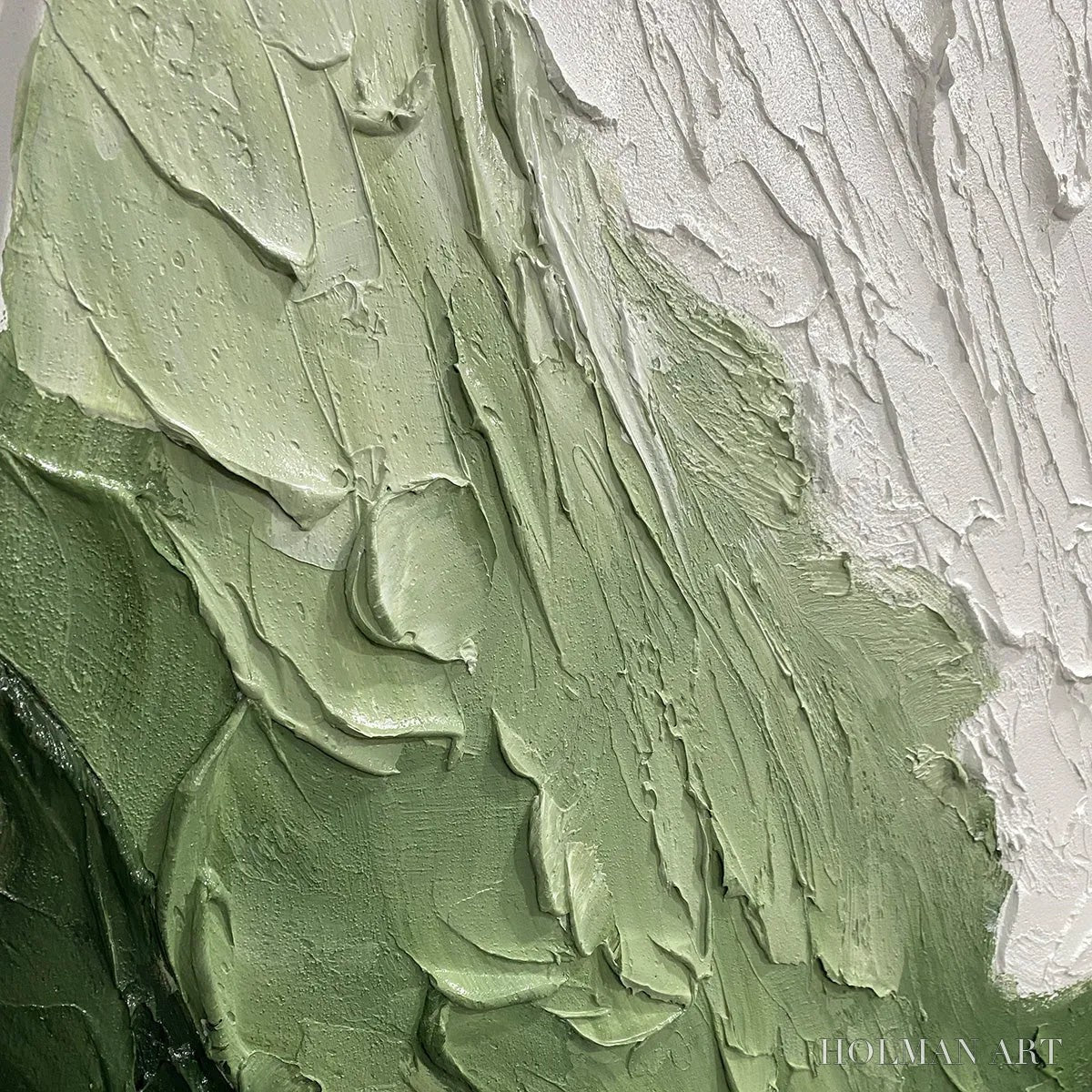 HOLMAN ART Emerald Flow – Textured Abstract Landscape Painting in Greens and White - image 3