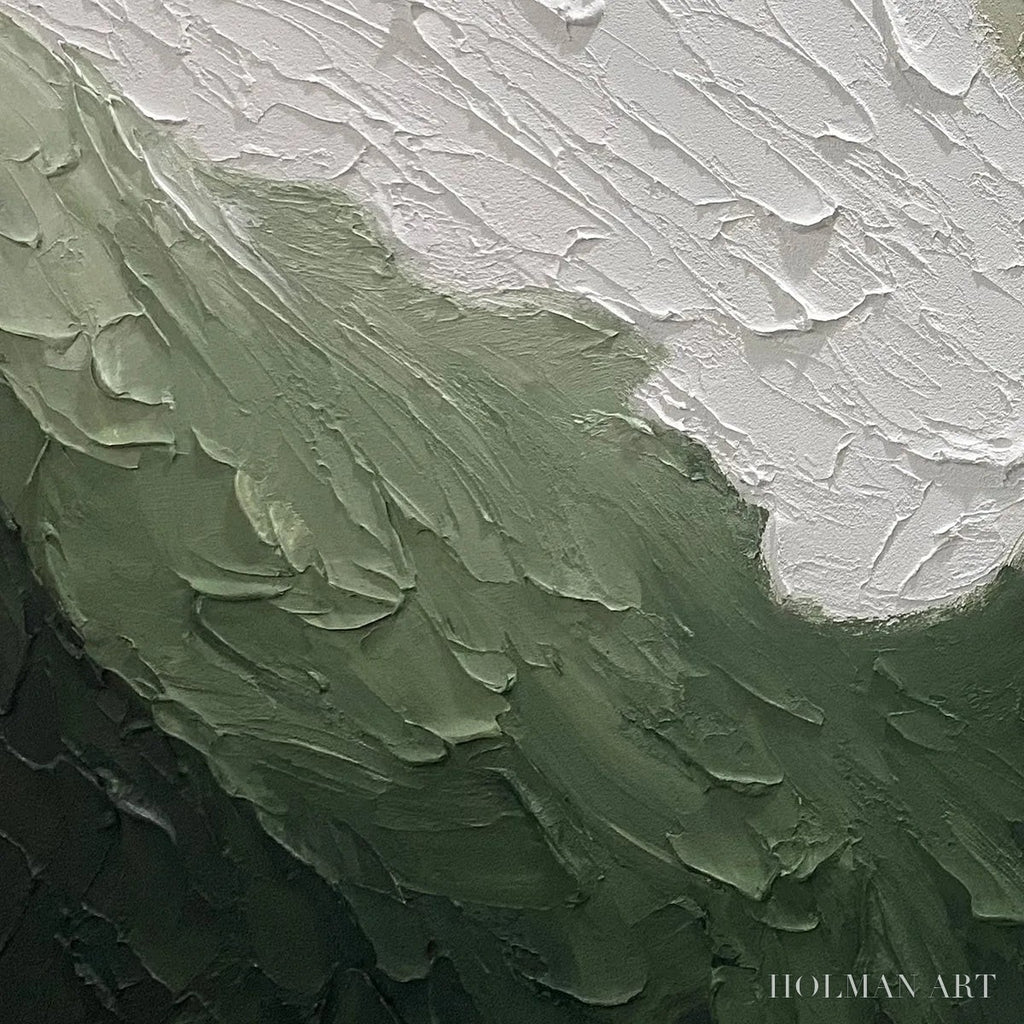 HOLMAN ART Emerald Flow – Textured Abstract Landscape Painting in Greens and White - image 4
