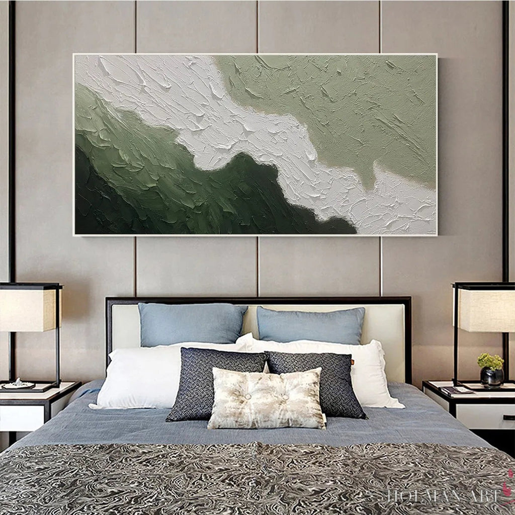 HOLMAN ART Emerald Flow – Textured Abstract Landscape Painting in Greens and White - image 6