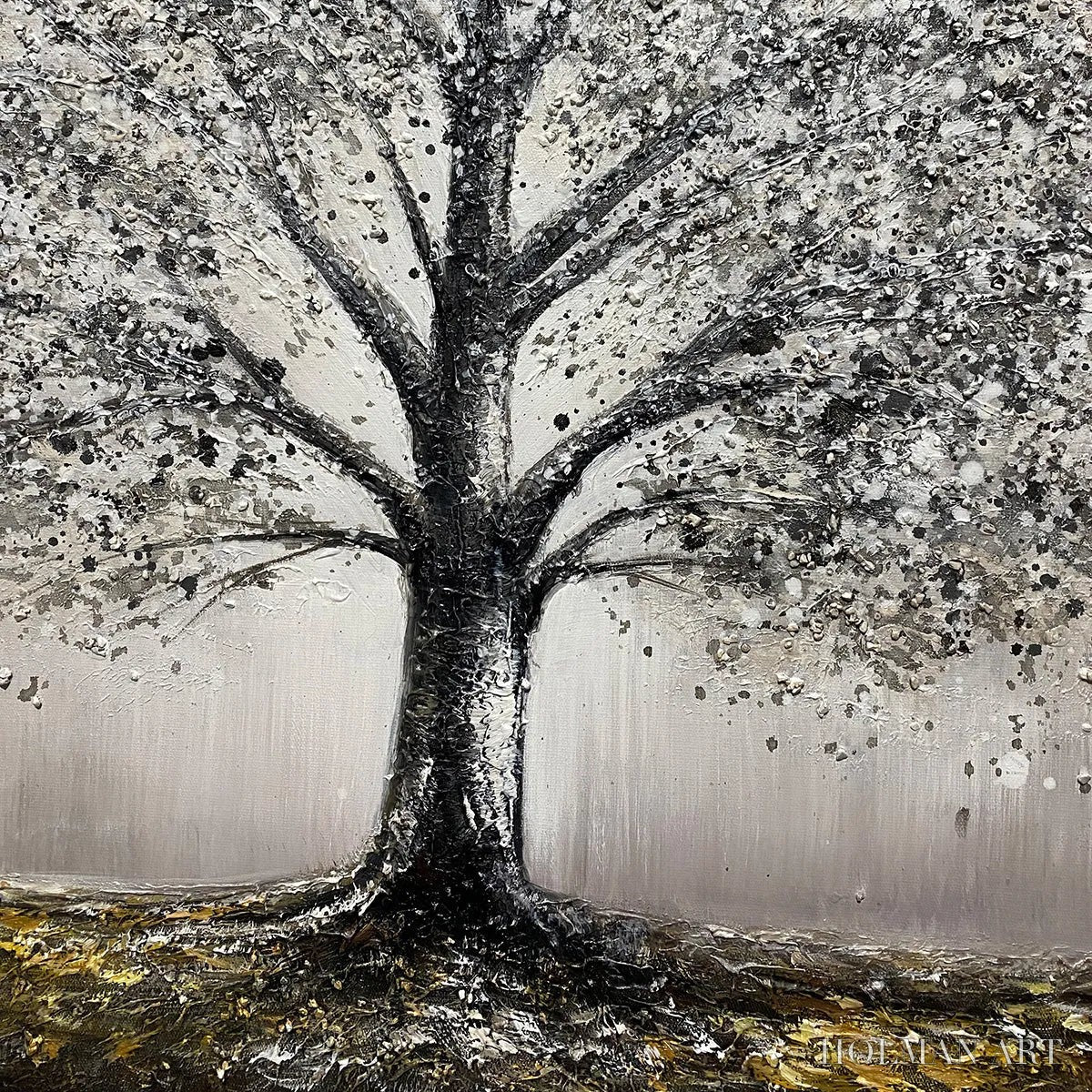 HOLMAN ART Golden Roots – Tree Painting with Textured Gold Ground - image 3