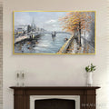 HOLMAN ART Autumnal River Walk – Panoramic Cityscape Oil Painting with River and Trees - image 2