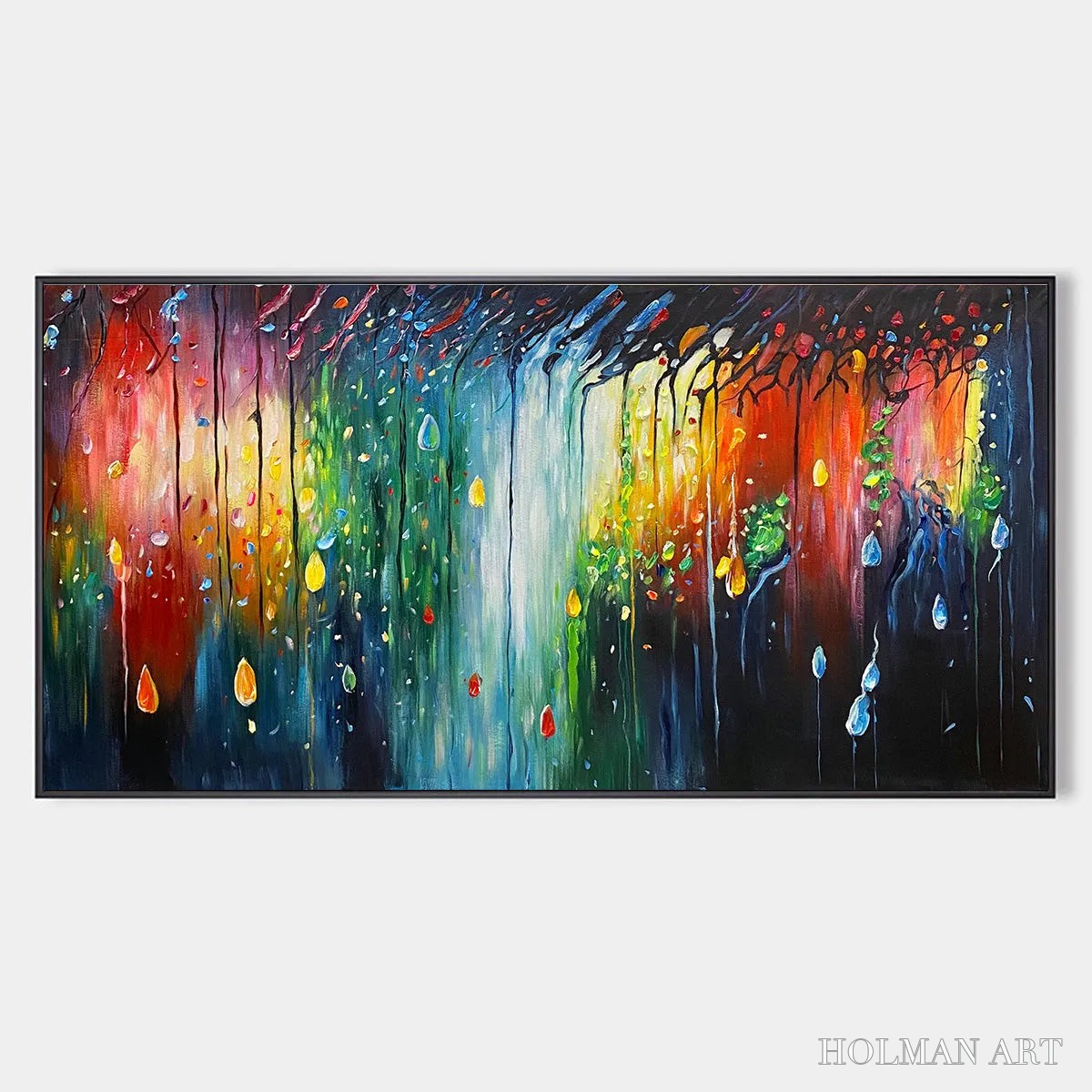 HOLMAN ART Rainforest Melody – Abstract Painting, Colorful Waterfall, Living Room, Dining Room, Office - image 1