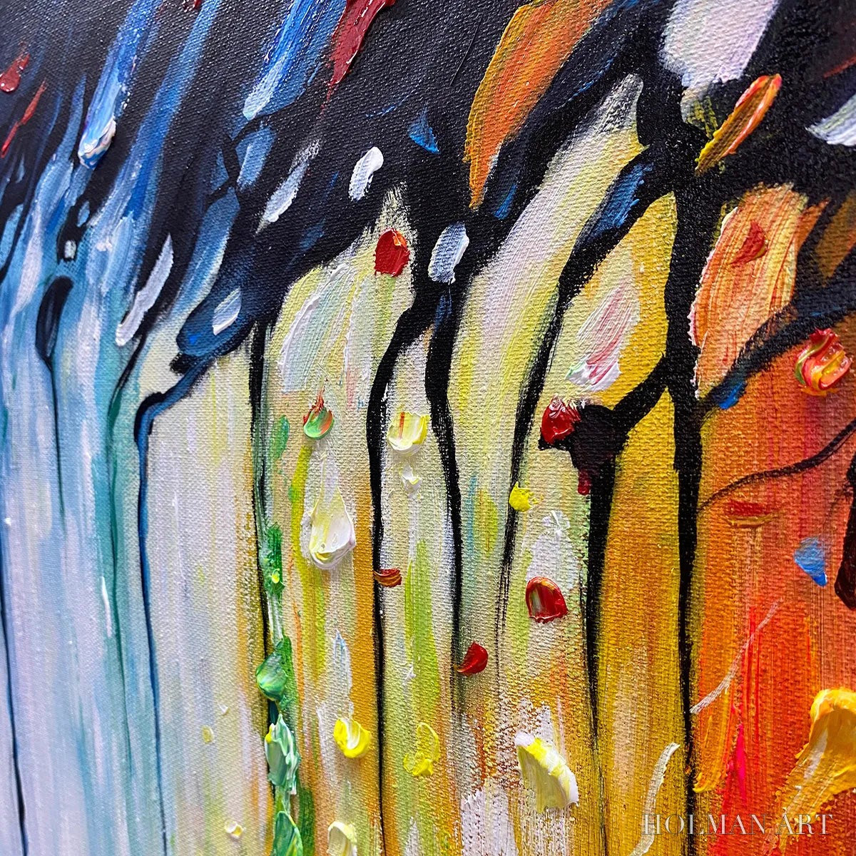 HOLMAN ART Rainforest Melody – Abstract Painting, Colorful Waterfall, Living Room, Dining Room, Office - image 3