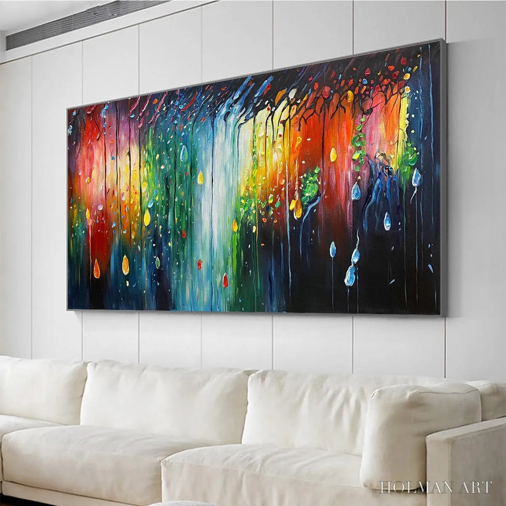 HOLMAN ART Rainforest Melody – Abstract Painting, Colorful Waterfall, Living Room, Dining Room, Office - image 4