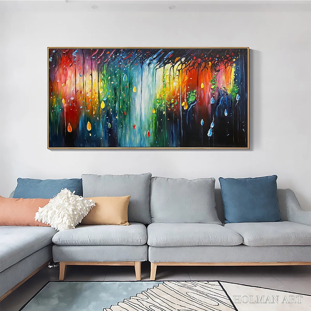 HOLMAN ART Rainforest Melody – Abstract Painting, Colorful Waterfall, Living Room, Dining Room, Office - image 6