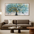 HOLMAN ART Golden Autumn – Panoramic Tree Painting, Textured , Blue, Gold, Living Room, Bedroom, Office - image 2