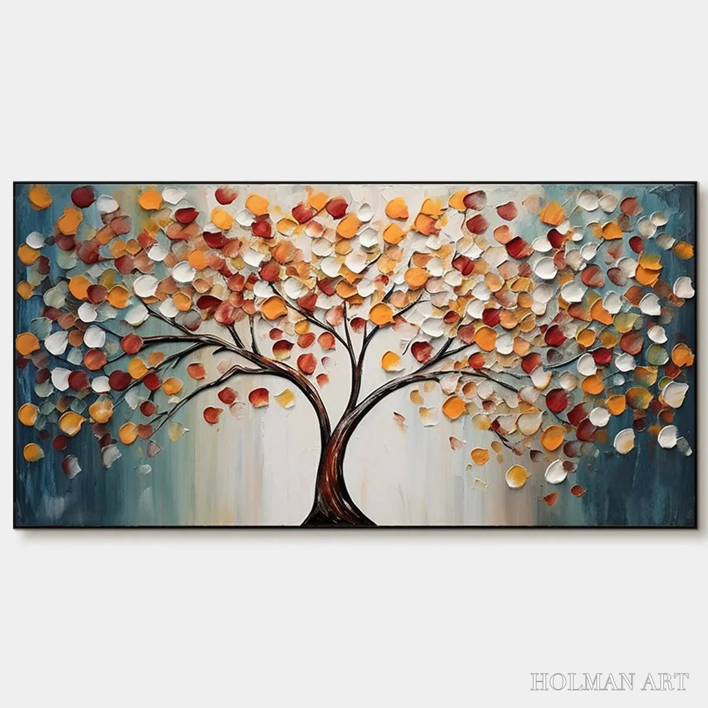 HOLMAN ART Golden Tree of Life – Panoramic Impasto Tree Painting, Textured , Colorful, Living Room - image 1