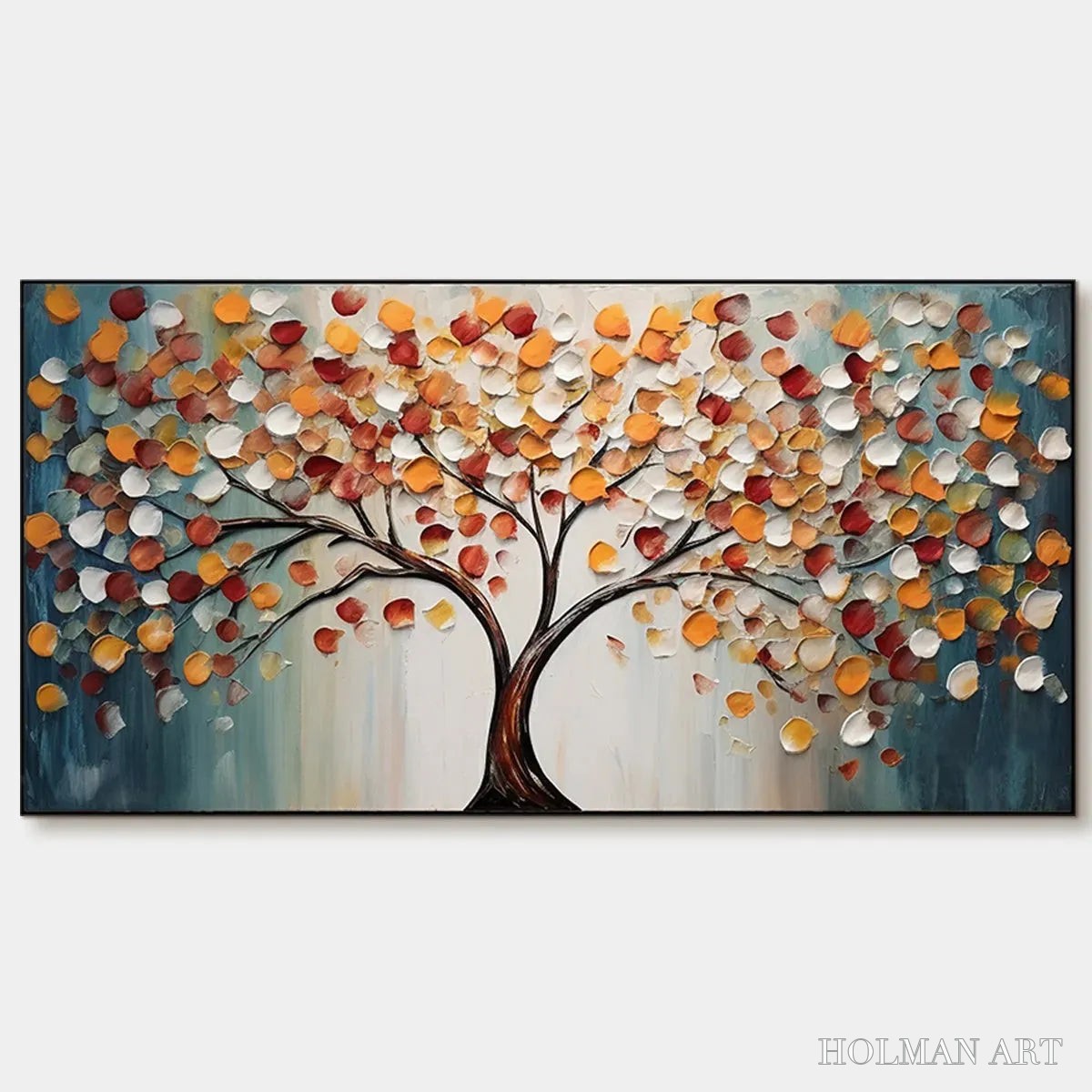 HOLMAN ART Golden Tree of Life – Panoramic Impasto Tree Painting, Textured , Colorful, Living Room - image 1