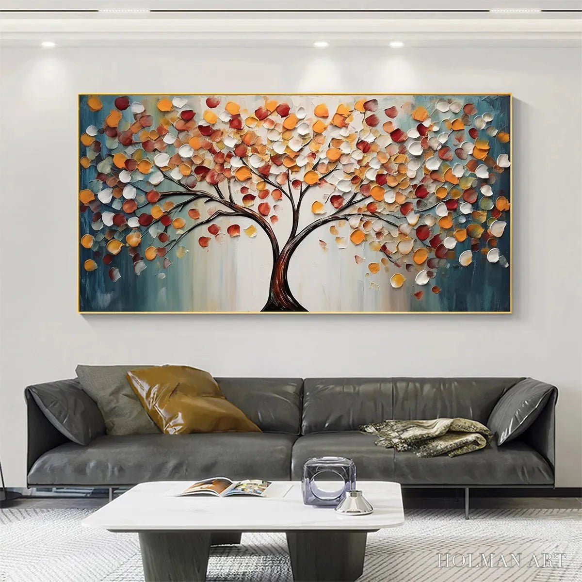 HOLMAN ART Golden Tree of Life – Panoramic Impasto Tree Painting, Textured , Colorful, Living Room - image 2