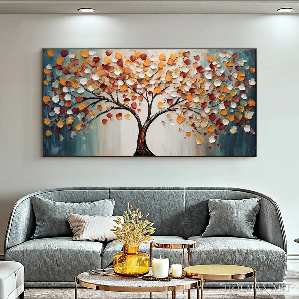 HOLMAN ART Golden Tree of Life – Panoramic Impasto Tree Painting, Textured , Colorful, Living Room - image 4