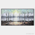 HOLMAN ART Serene Waters – Panoramic Landscape Painting, Textured Trees and Lake - image 1
