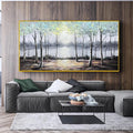HOLMAN ART Serene Waters – Panoramic Landscape Painting, Textured Trees and Lake - image 2