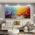HOLMAN ART Autumn Rainbow – Panoramic Tree Painting in Vibrant Colors, Textured Canvas, Modern - image 2