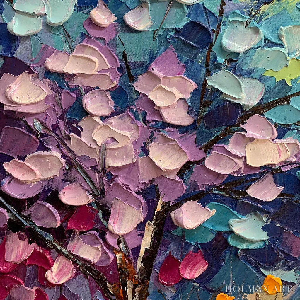 HOLMAN ART Autumn Rainbow – Panoramic Tree Painting in Vibrant Colors, Textured Canvas, Modern - image 3