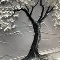 HOLMAN ART Serene Tree – Textured 3D Tree Painting, White Impasto , Panoramic Canvas, Minimalist Decor - image 2