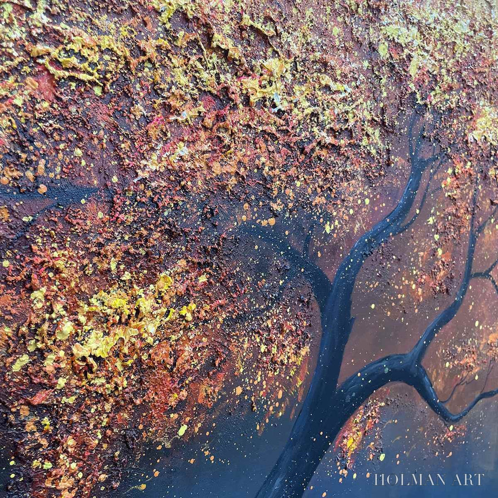 HOLMAN ART Golden Hour – Textured Tree Painting, Impasto , Panoramic Canvas, Landscape Decor - image 5