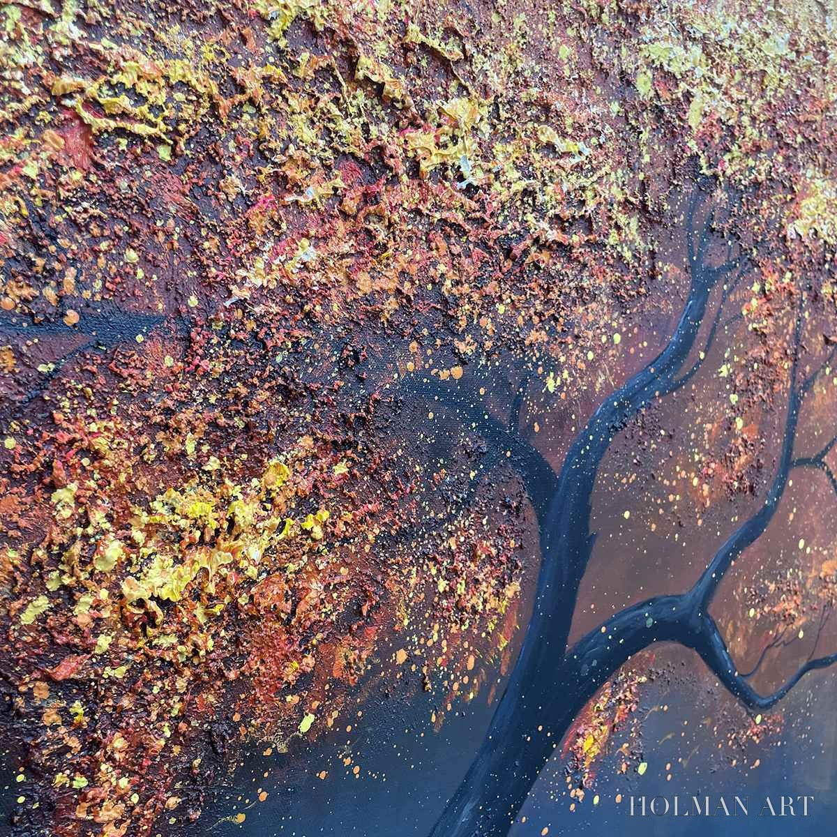 HOLMAN ART Golden Hour – Textured Tree Painting, Impasto , Panoramic Canvas, Landscape Decor - image 5