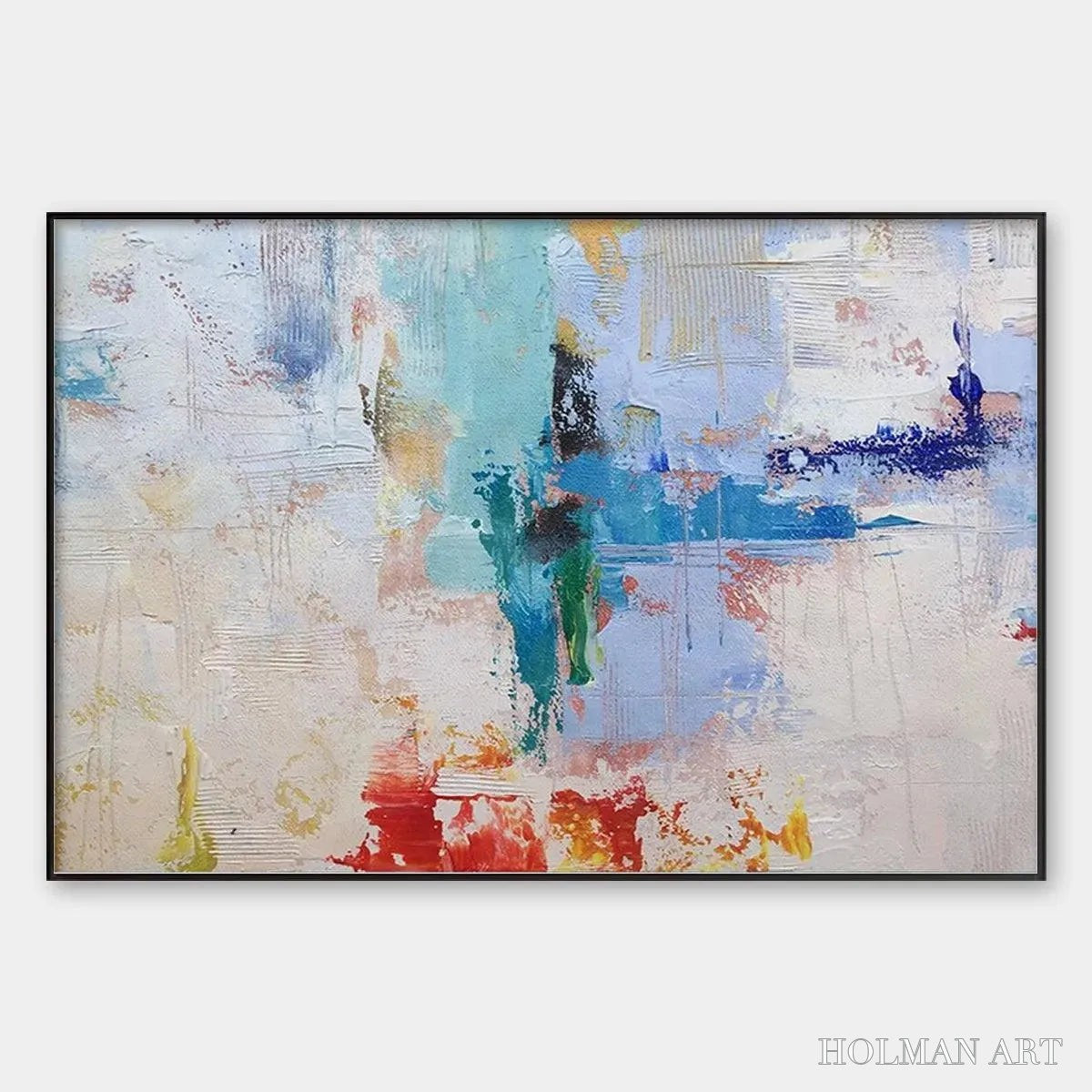 HOLMAN ART Abstract Land – Textured Abstract Painting, Colorful , Modern Art, Panoramic, Horizontal Canvas - image 1