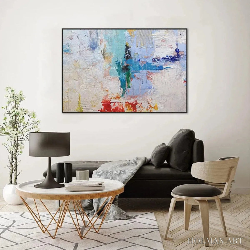 HOLMAN ART Abstract Land – Textured Abstract Painting, Colorful , Modern Art, Panoramic, Horizontal Canvas - image 4