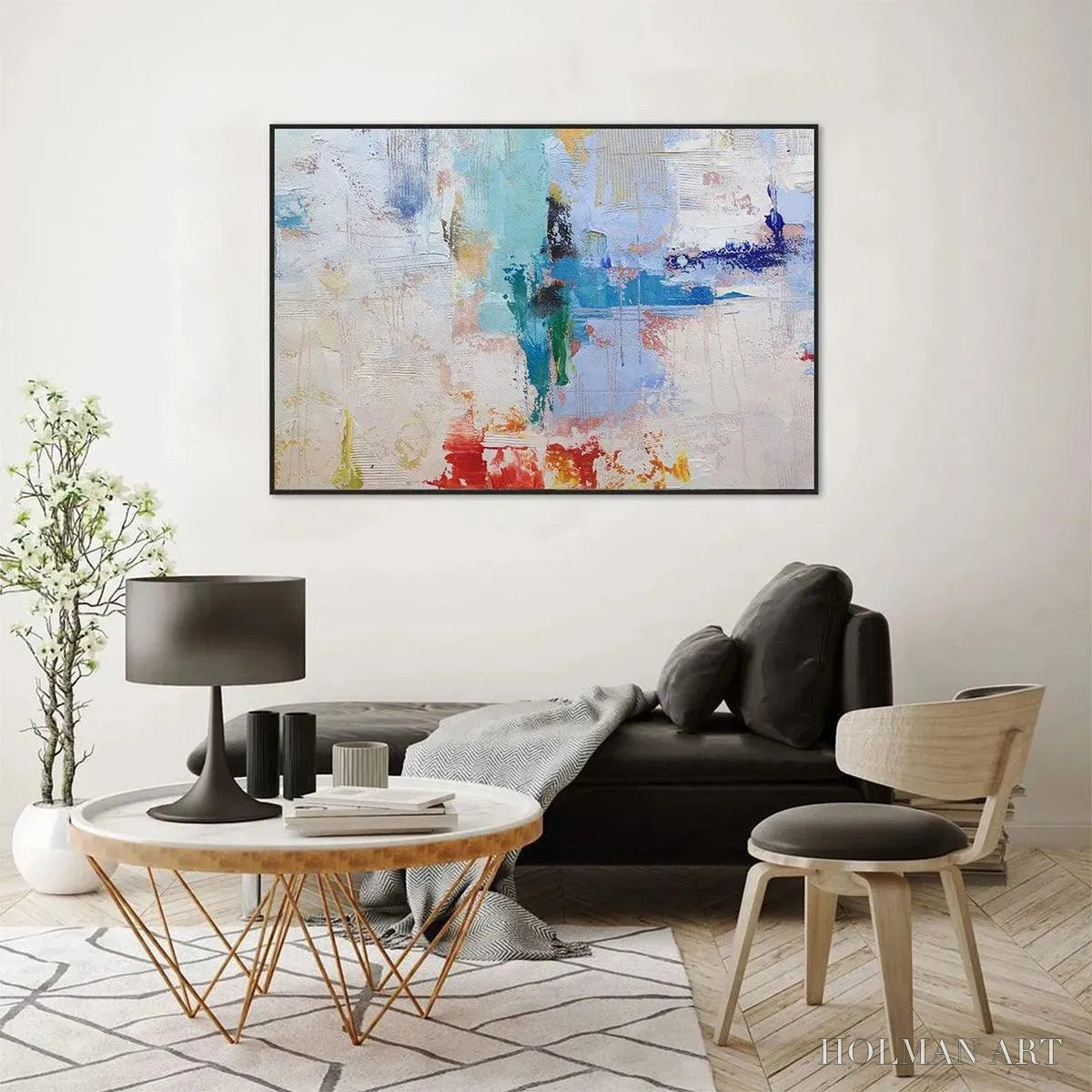 HOLMAN ART Abstract Land – Textured Abstract Painting, Colorful , Modern Art, Panoramic, Horizontal Canvas - image 4
