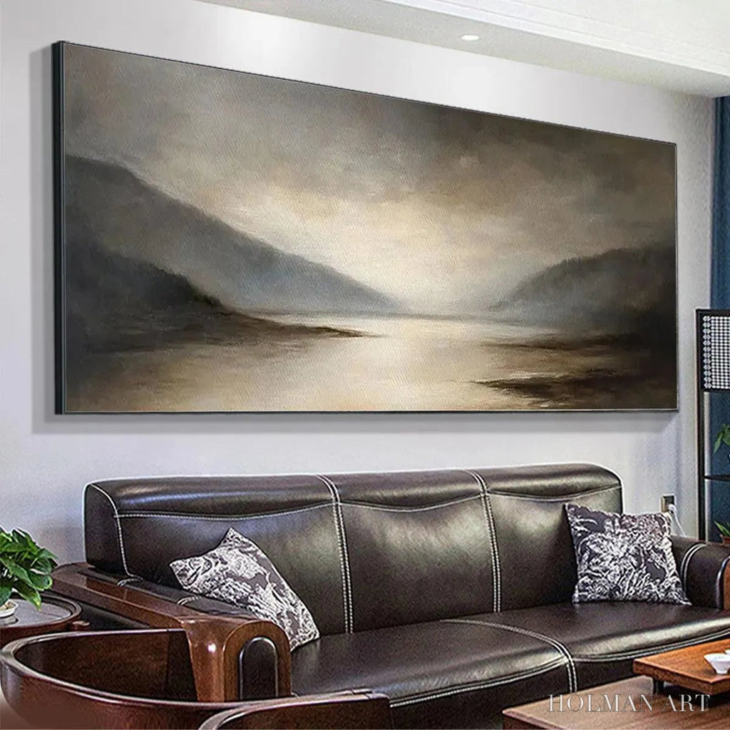 HOLMAN ART Misty Morning Serenity – Landscape Painting, Panoramic , Neutral Decor - image 5