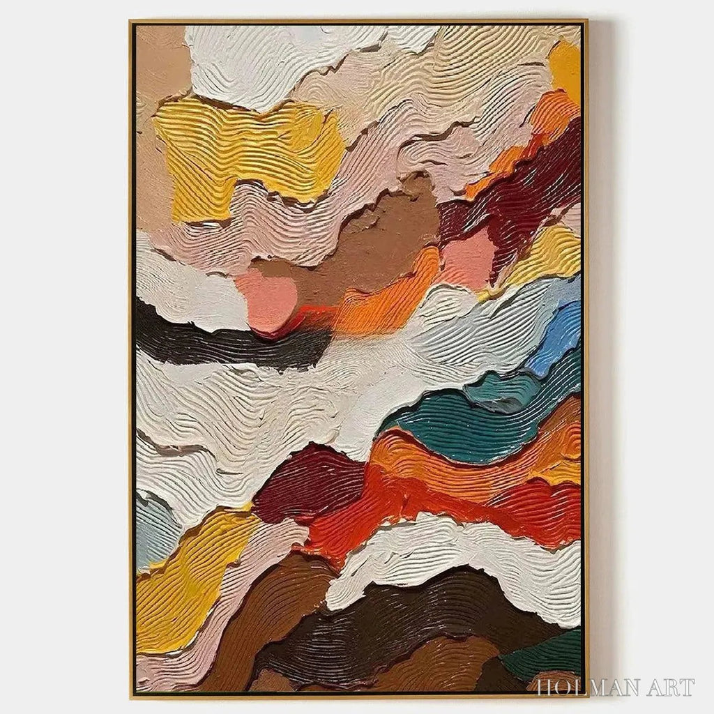 HOLMAN ART Abstract Landscape – Textured Abstract Painting, Colorful Landscape , Vertical Canvas, Impasto Decor - image 1