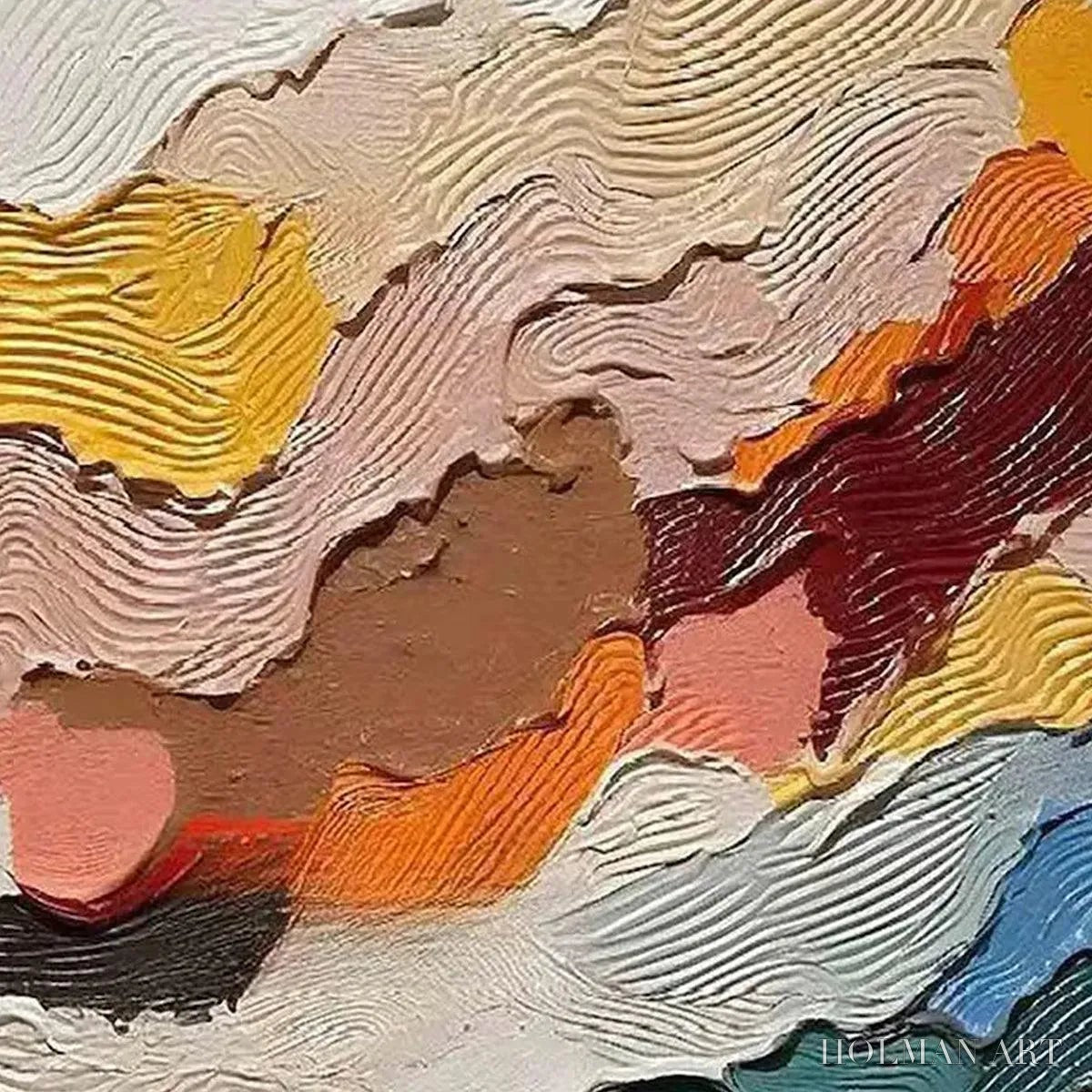 HOLMAN ART Abstract Landscape – Textured Abstract Painting, Colorful Landscape , Vertical Canvas, Impasto Decor - image 3