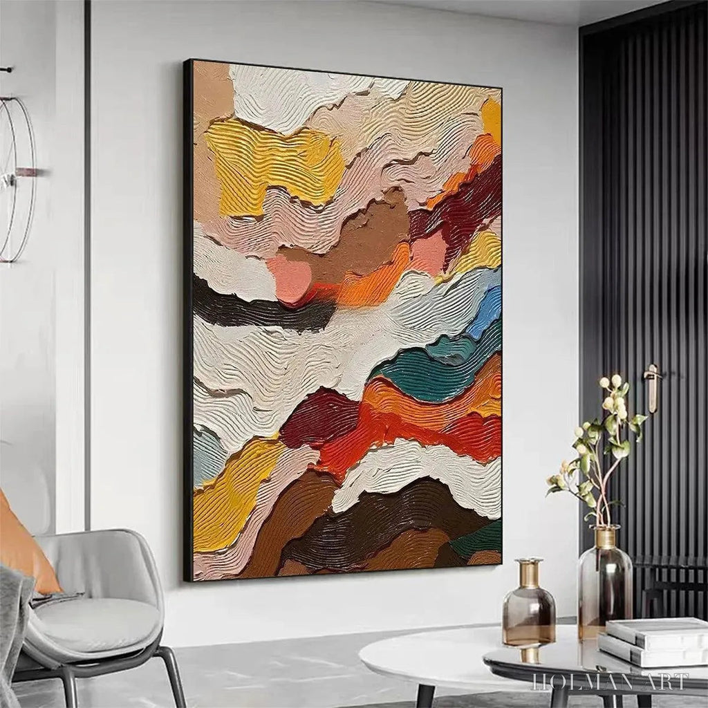 HOLMAN ART Abstract Landscape – Textured Abstract Painting, Colorful Landscape , Vertical Canvas, Impasto Decor - image 4