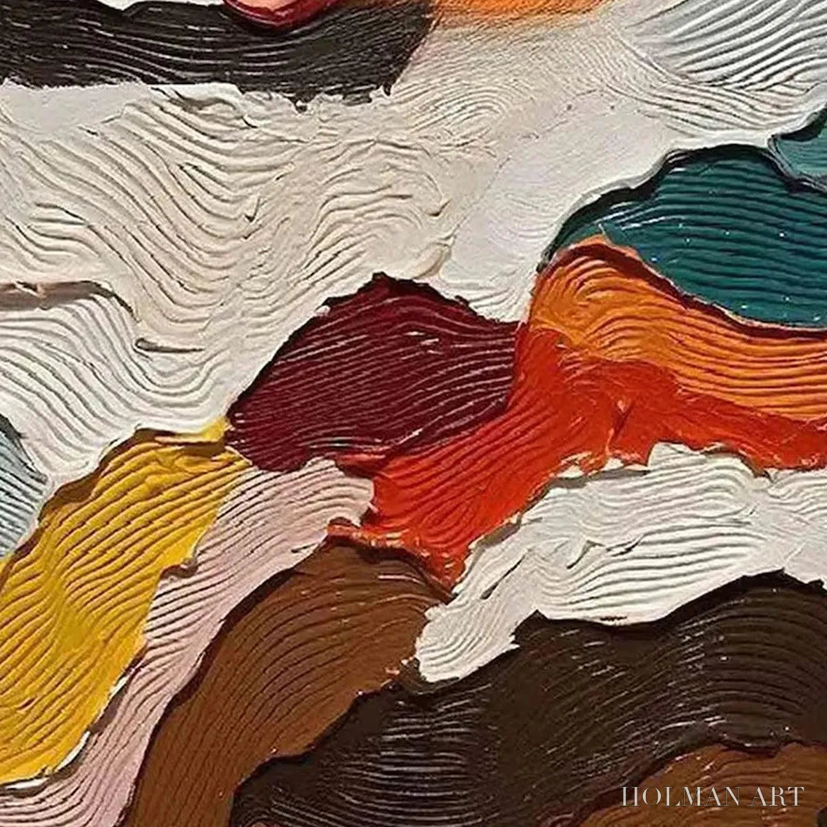 HOLMAN ART Abstract Landscape – Textured Abstract Painting, Colorful Landscape , Vertical Canvas, Impasto Decor - image 6